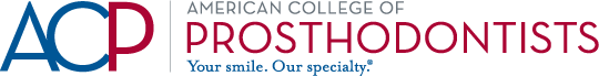 The image features a logo with text that reads  ACD PROSTHODISTS  and  AMERICAN COLLEGE OF PROSTHODISTS.